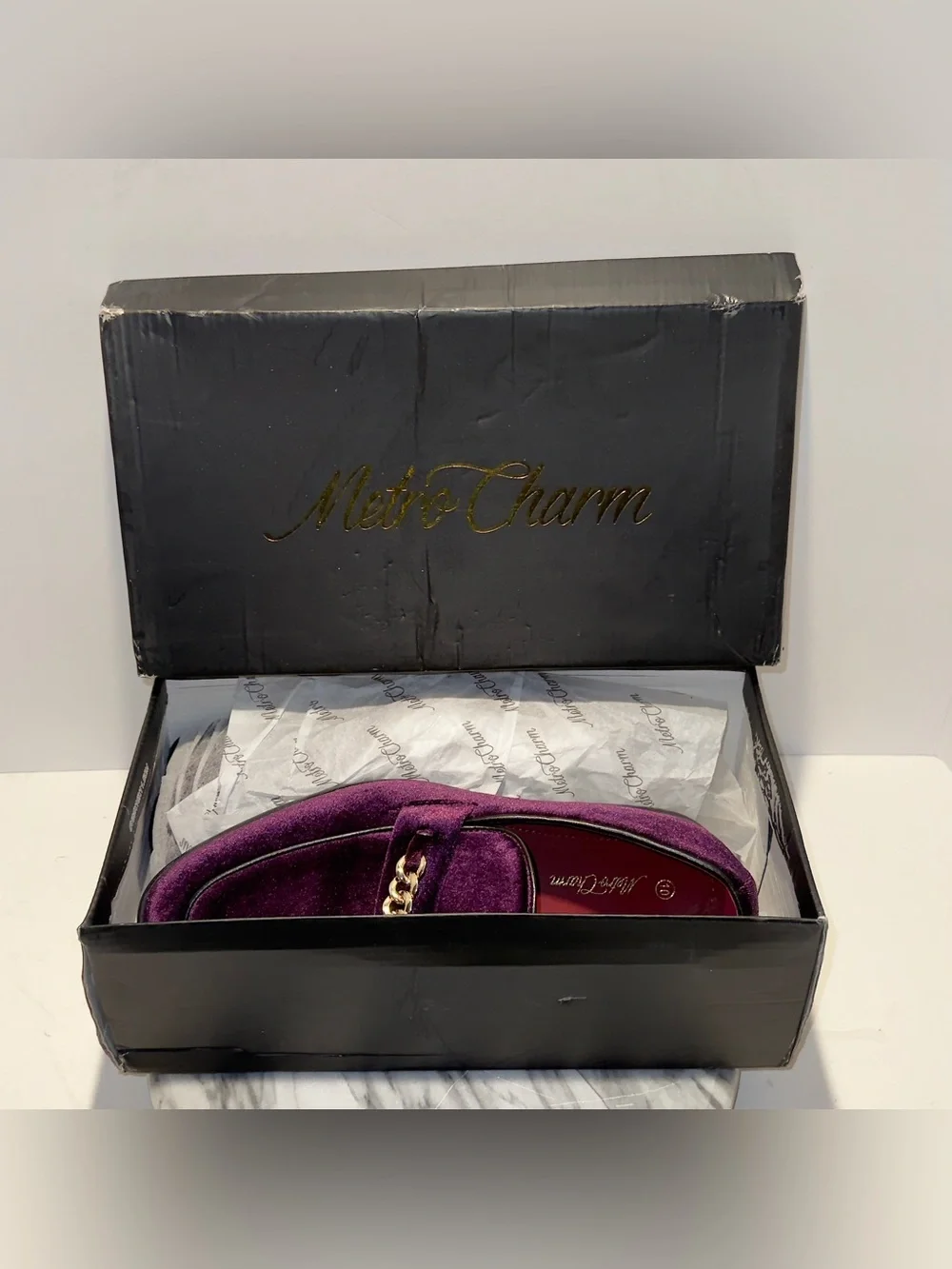 Metro Charm. Arthur 2 Men’s 10 Purple Velvet Loafer Smoking Dress Shoe. Prom !